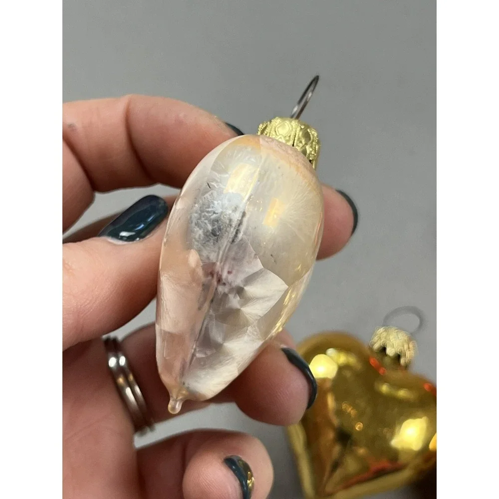 6 Napco Heart Ornaments Valentine's Gold Red‎ White 2.5